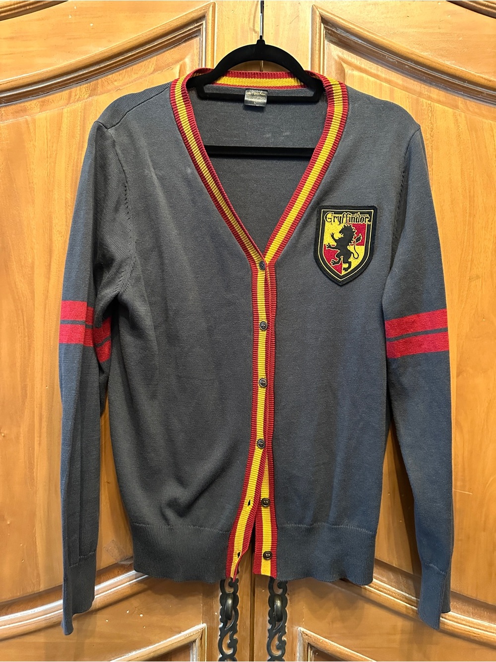 Warner Bros. Gryffindor Grey Cardigan with Red & Gold Trim Patch